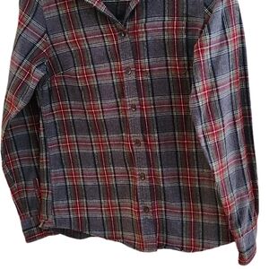 Women's Red and Gray Plaid Shirt